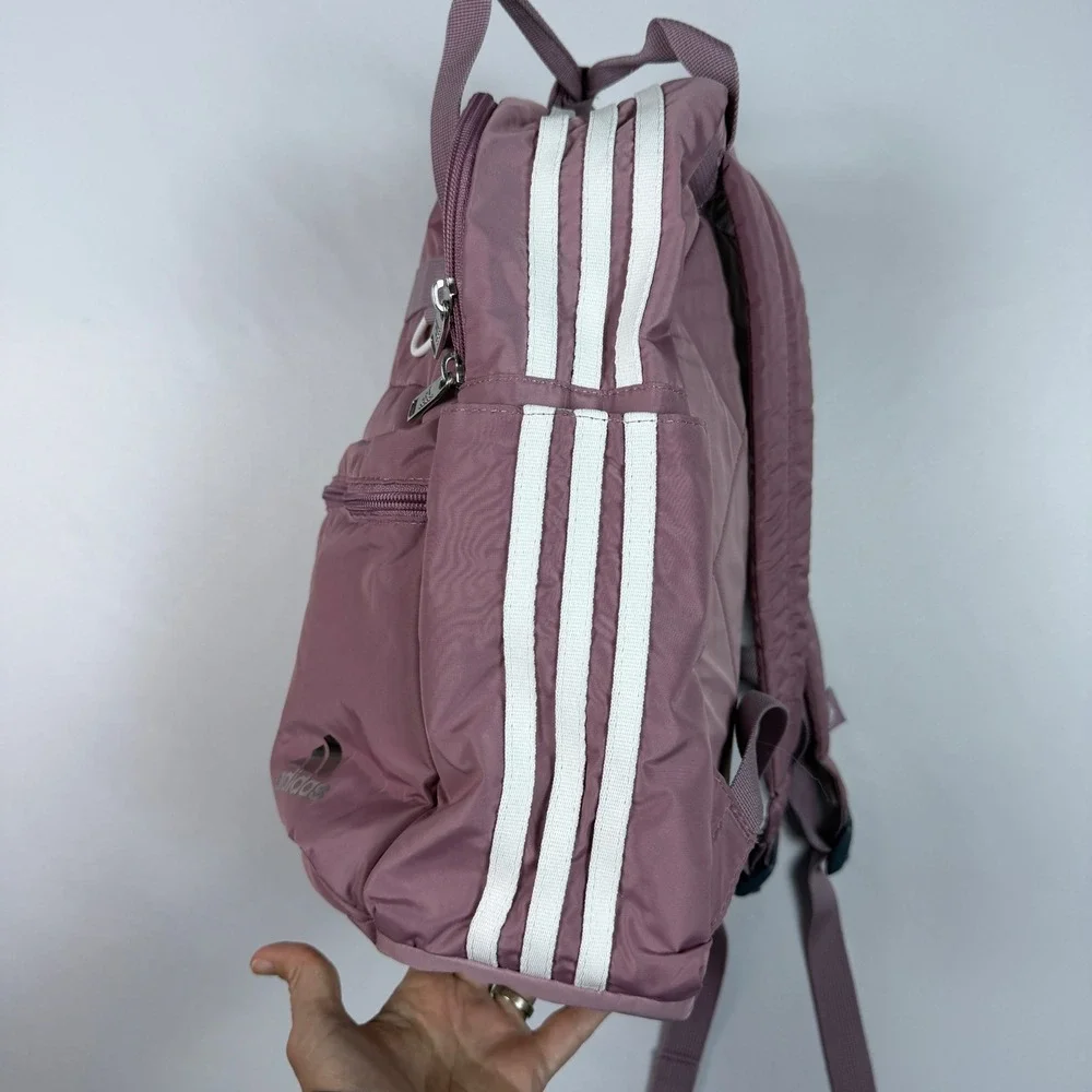 Adidas Backpack Womens Mauve Purple Quilted 3-Stripes 980826-B - Picture 5 of 9